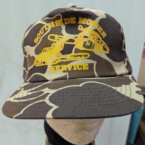 VINTAGE Camo Southside Mower Tallahassee Snap Back TRUCKER full fabric Hat  Cap